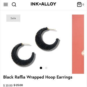 Black Raffia Wrapped Hoop Earrings - Ink and Alloy